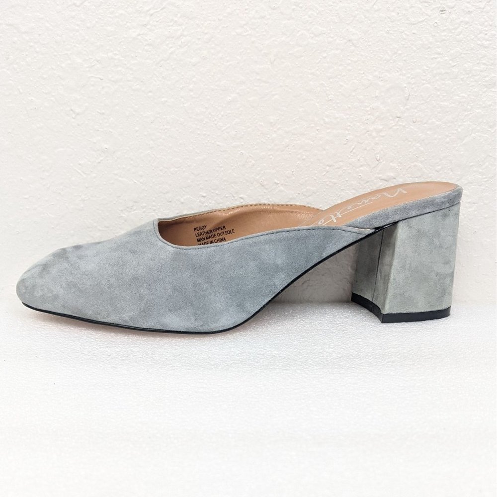 Nanette Lepore Peggy Dusty Blue Suede Block Heel Mule 7.5